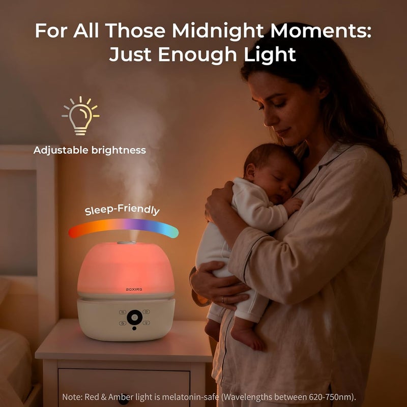 Boxing Top Fill Humidifiers for Bedroom Baby with Easy Remote, 20dB Quiet Cool Mist Air Humidifier for Large Room Home & Indoor Plants, 7 Color Night Light, Essential Oil Tray, Timer, Sleep Mode,3L - Image 4